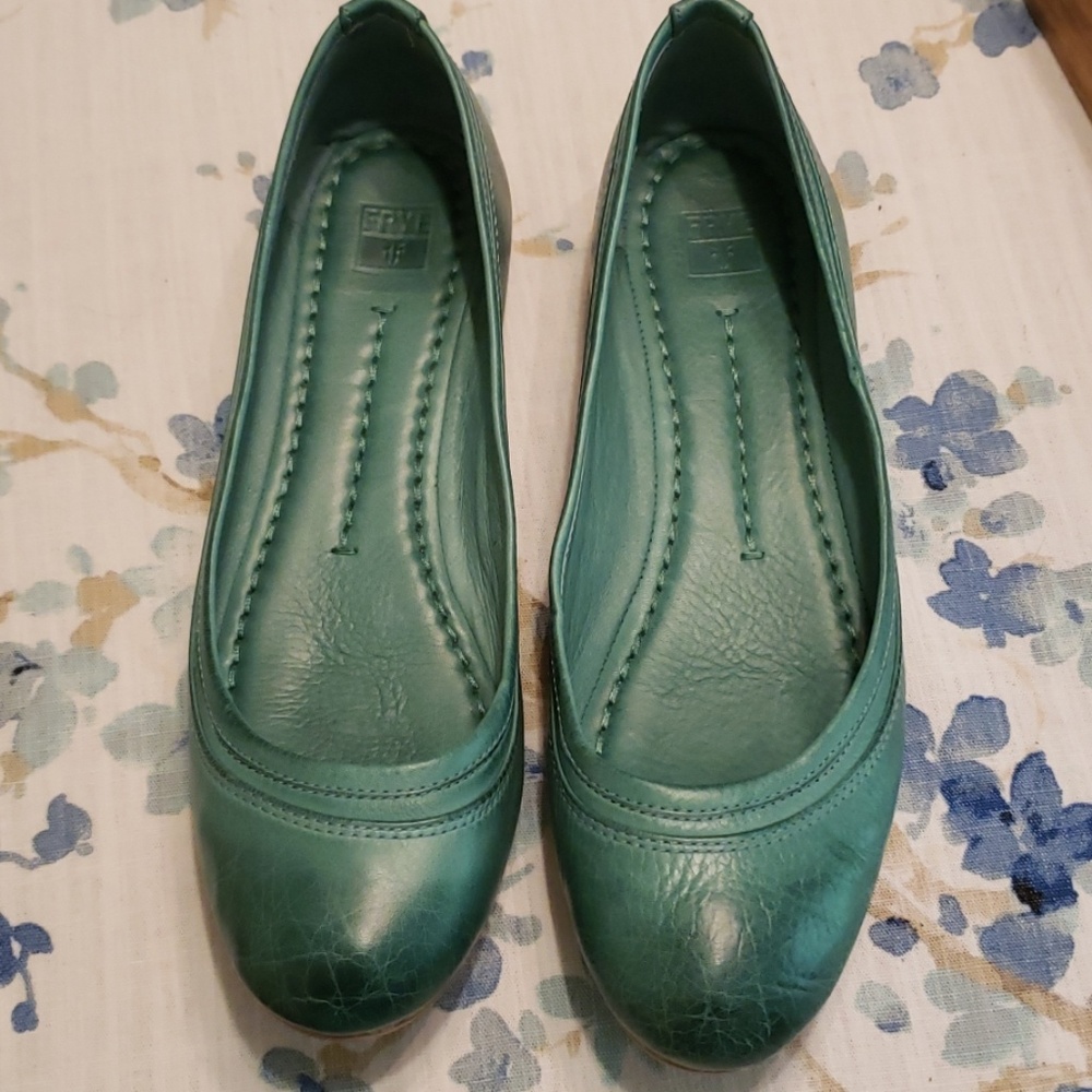 Frye Agnes Ballet Flat Teal Aqua Turquoise size 8